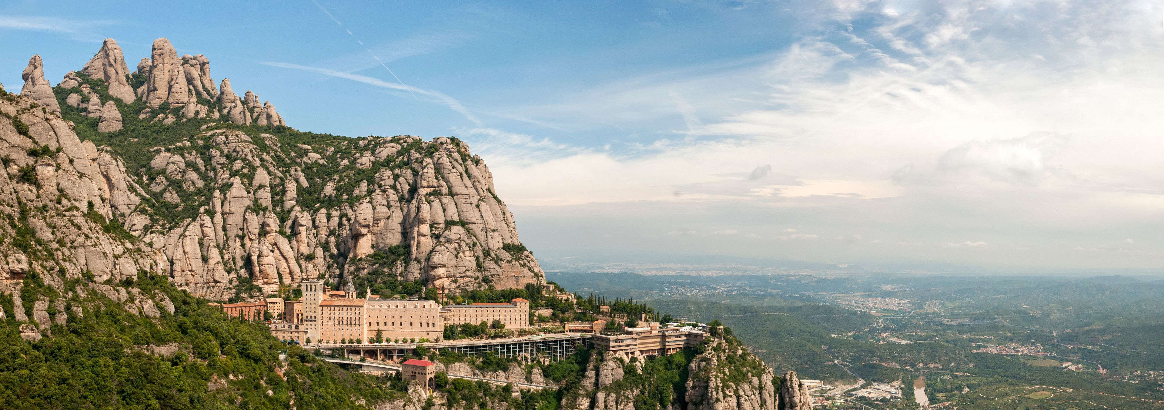 Panoramic view of Montserrat Abbey. Spain