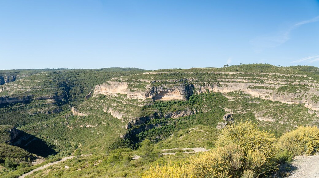 Panoramic landscape in a canyon, in Barranco de la Hoz, Vallada. Comunidad Valenciana,Spain.