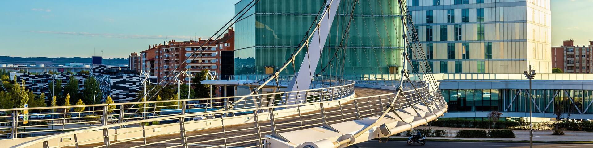 Suspension pedestrian bridge at Zaragoza-Delicias station, Spain; Shutterstock ID 525761836