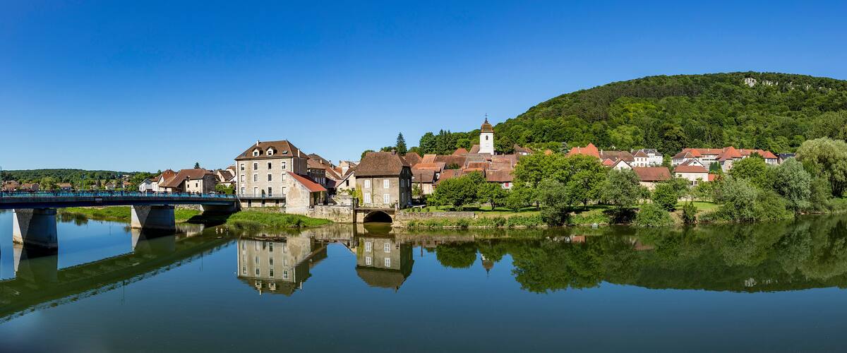 typical small village L-Isle-sur-le-Doubs in France