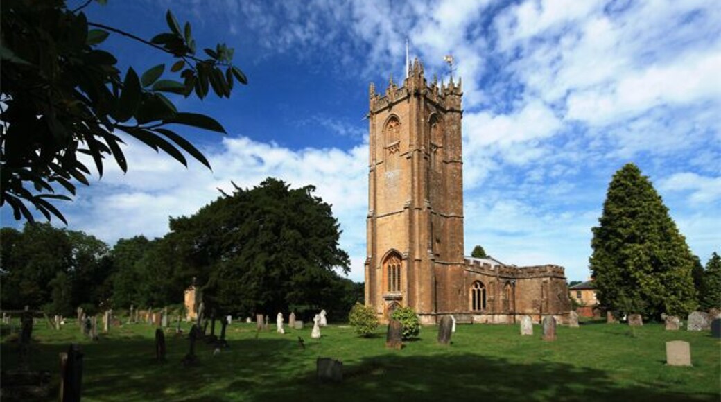 St George's parish church and churchyard, Hinton St George, Somerset, seen from the southwest
