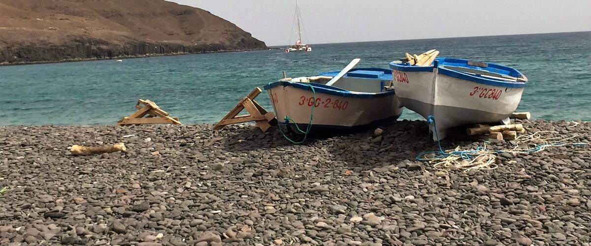 Fishing boats on the beach at the tiny village of Pozo Negro