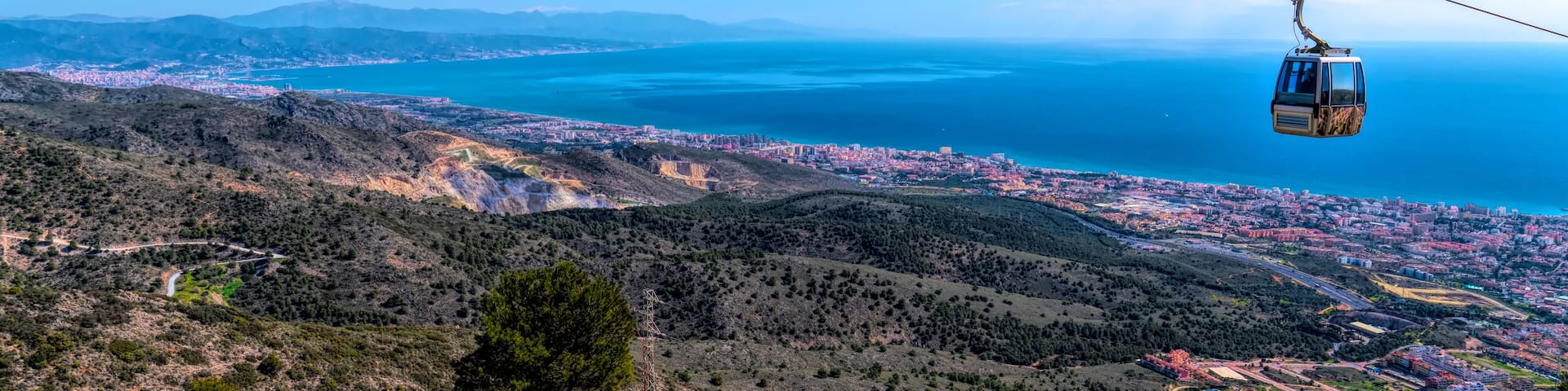 Costa del Sol coast Benalmadena Spain from Monte Calamorro with cable car