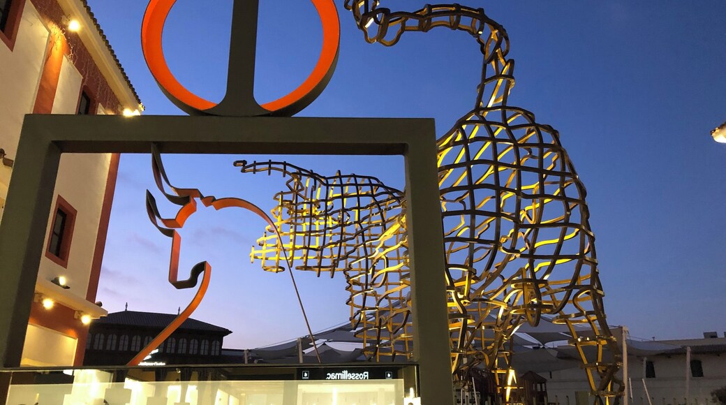 Plaza Mayor is a cool outdoor pavillion-style mall not far from Malaga airport on the Costa del Sol of southern Spain.