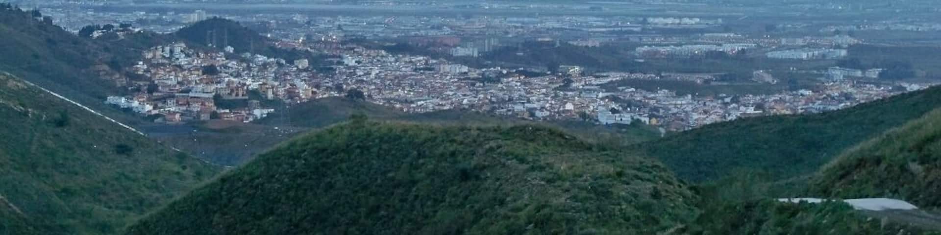 West view of MĂĄlaga, Spain, from Montes de MĂĄlaga.
