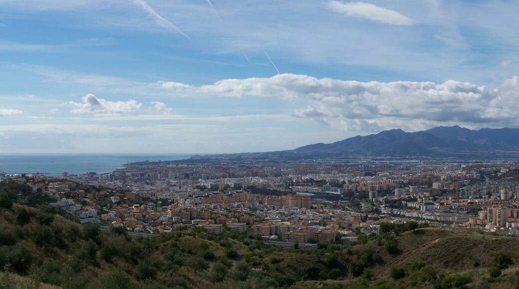 Málaga panoromic view from the highway A-7000, in Montes de Málaga, Andalusia, Spain.