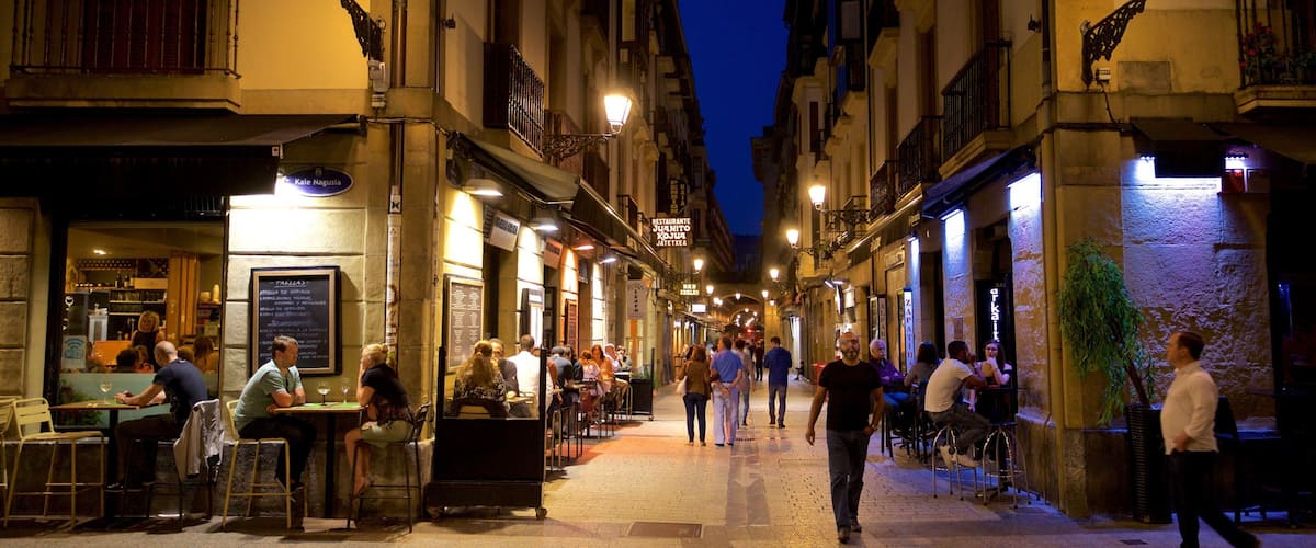 Old Town featuring street scenes and night scenes as well as a small group of people