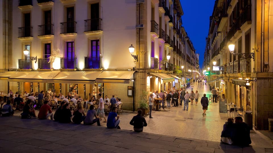 Old Town which includes night scenes, street scenes and a city