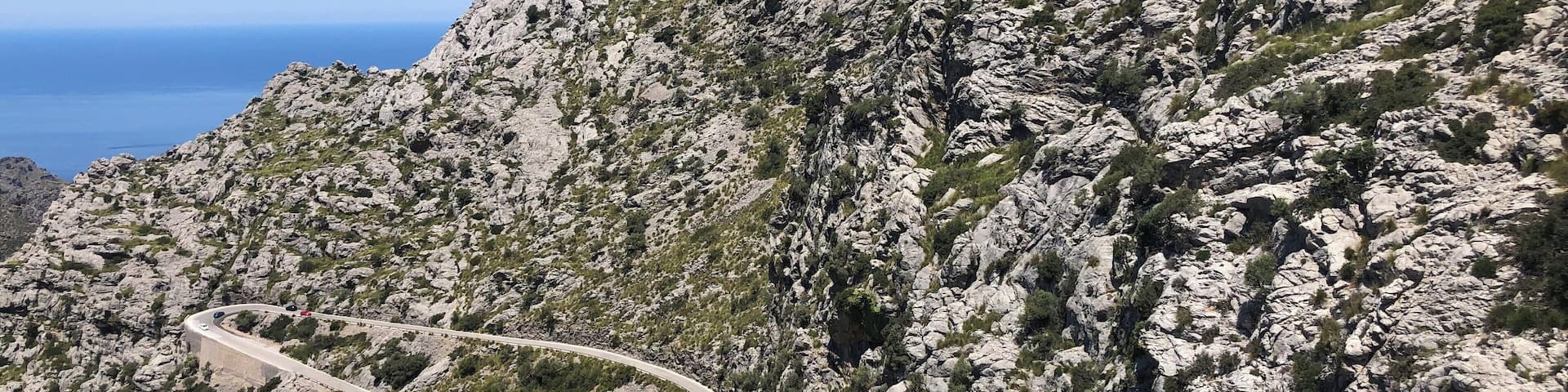 The winding, hairpin curves of the road to Sa Colabra, Mallorca is not for the faint- hearted driver!