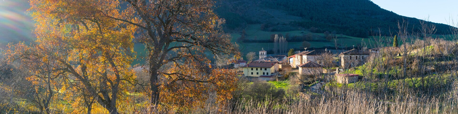 Autumn landscape in the town of Basabe de Valdegovia. Valdegovia Valley. Alava. Basque Country. Spain. Europe