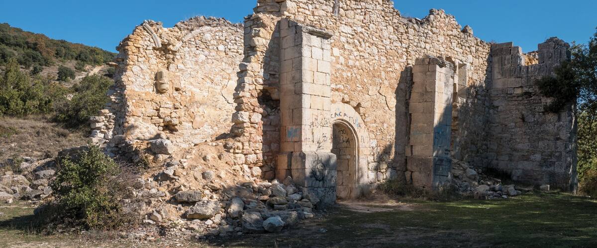 Ruins of the Burgondo chapel. Treviño Country, Spain