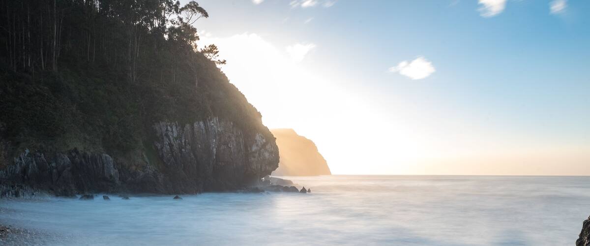 Sunset in Vidiago beach in Llanes, Asturias, Spain