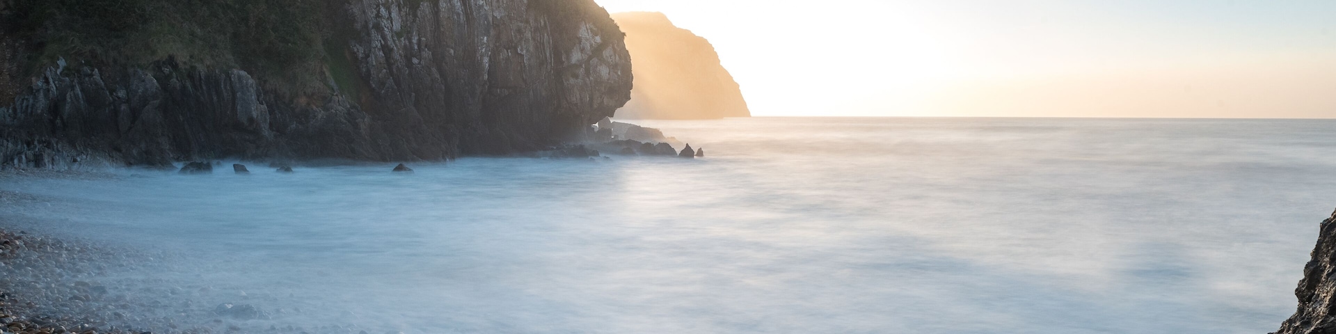 Sunset in Vidiago beach in Llanes, Asturias, Spain