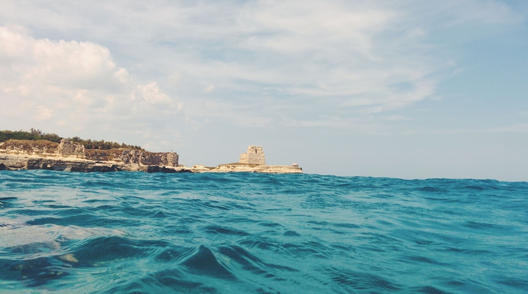 Direclty from the #water: a view of Roca Vecchia's tower! #colorful #sea #blue