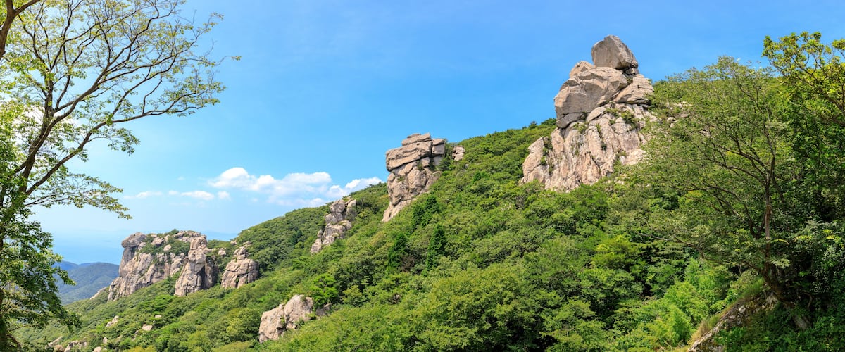 Boriam Buddhist temple scene in Geumsan Mountain, NamhaeBoriam