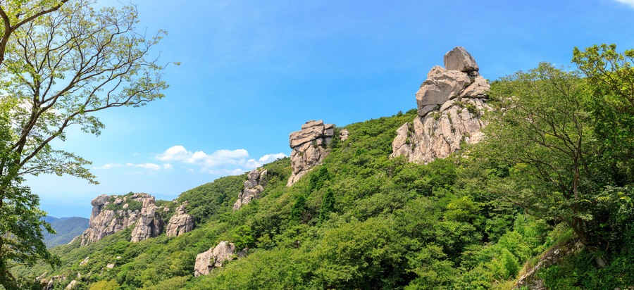 Boriam Buddhist temple scene in Geumsan Mountain, NamhaeBoriam
