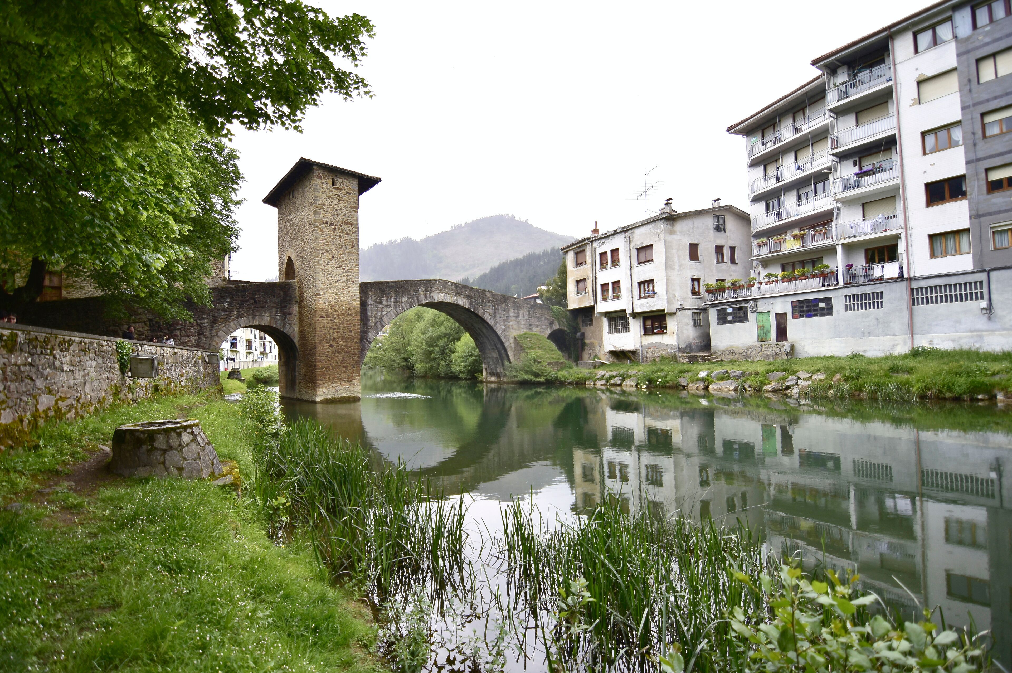 Balmaseda, Vizcaya, Spain; 5-7-2019; views of the town, river and its bridge