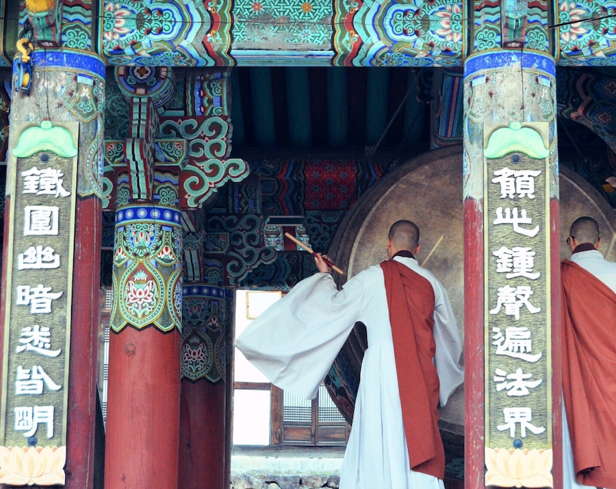 You can spend the night living with the monks at the historical Haeinsa temple. This is where the Tripitaka Koreana is stored- the oldest in-tact Buddhist canon.
This was a drum ceremony that the monks let us observe at sunset.
#Culture