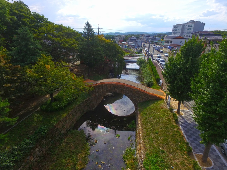 Aerial View of Mansegyo Bridge, Yeongsanmyeon, Changnyeong, Gyeongsangnamdo, South Korea, Asia