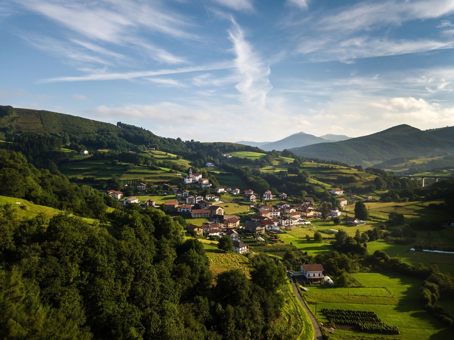 Countryside village on Basque Country on a sunny day
