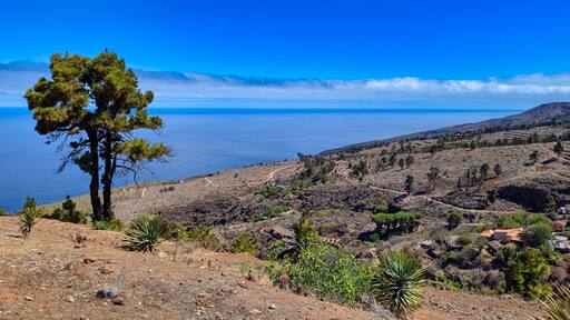 Typical landscape seen from the viewpoint at Museo de Interpretación del Gofio MIGO, Puntagorda, La Palma island, Spain