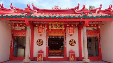 Colorful Century-Old Chinese Temple Kwong Hock Keong Hock Teik Cheng Sin with Traditional Roof and Lanterns in Nibong Tebal, Penang, Malaysia