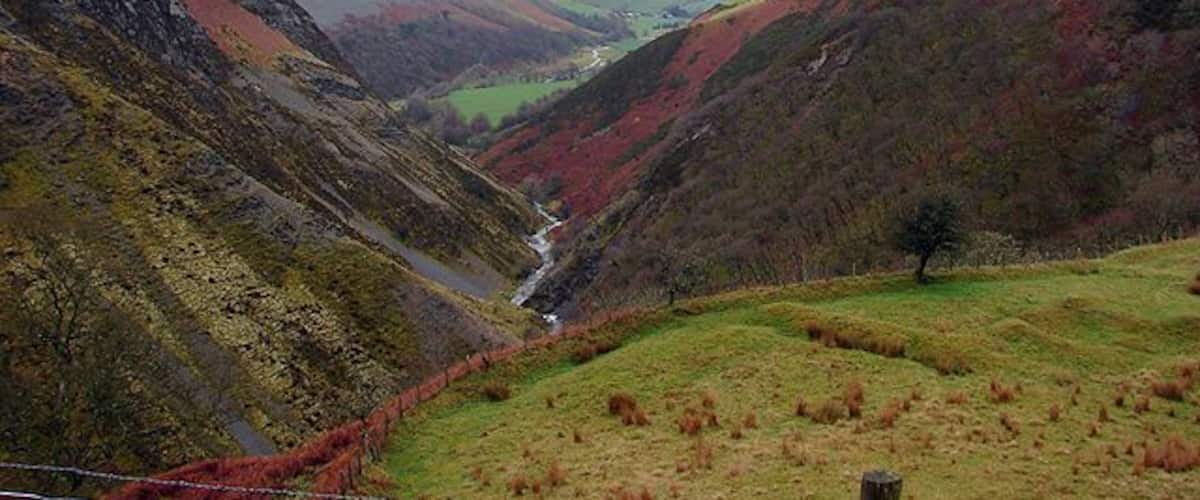 Craig y Maes From the Dylife viewpoint. Similar views in late summer 480923 and in late spring 809243.