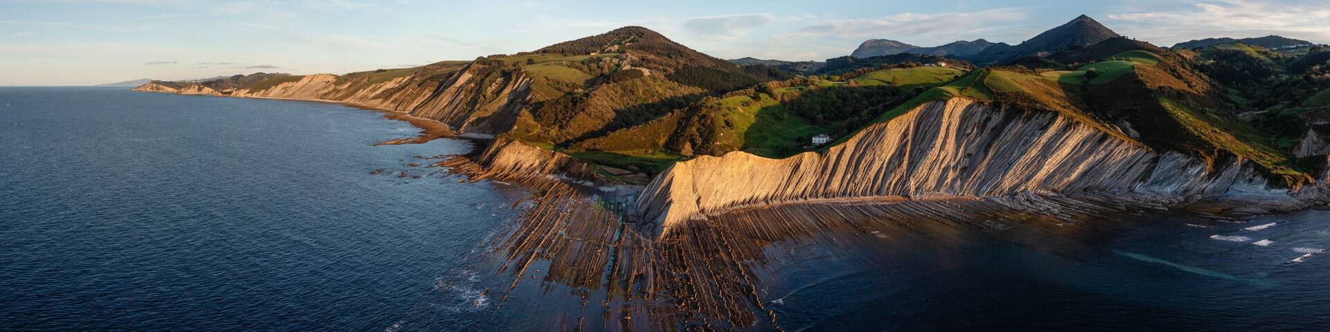 Playa De Sakoneta Aerial Beach Basque Flysch coast spain