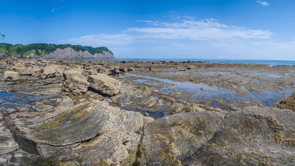 Ogella beach Ispaster Basque country Spain during low tide