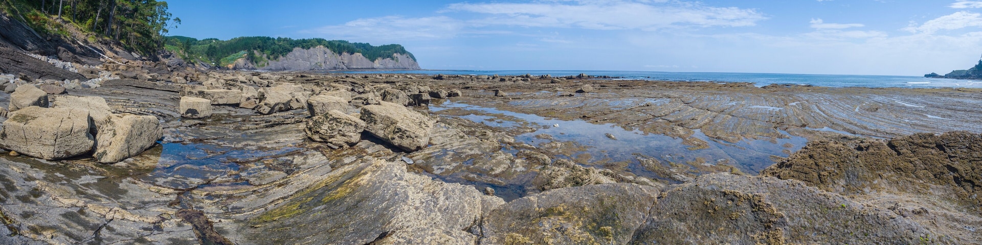 Ogella beach Ispaster Basque country Spain during low tide