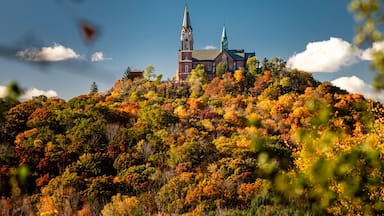Cathedral on holy hill in the afternoon sun on an autumn day in Wisconsin