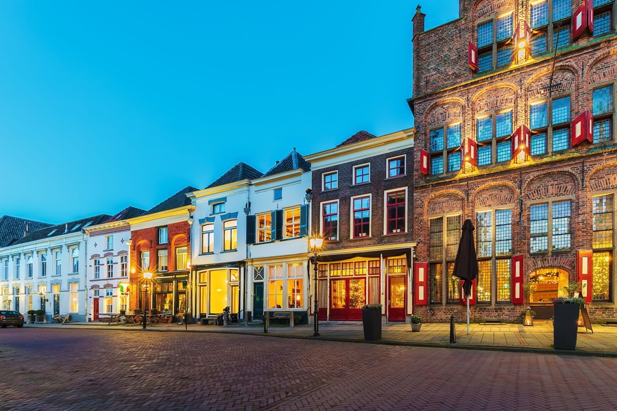 Ancient houses in the historic Dutch city of Doesburg