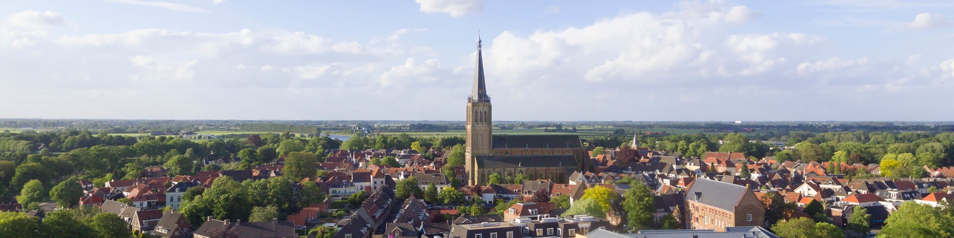 Aerial view on the historic center of Doesburg