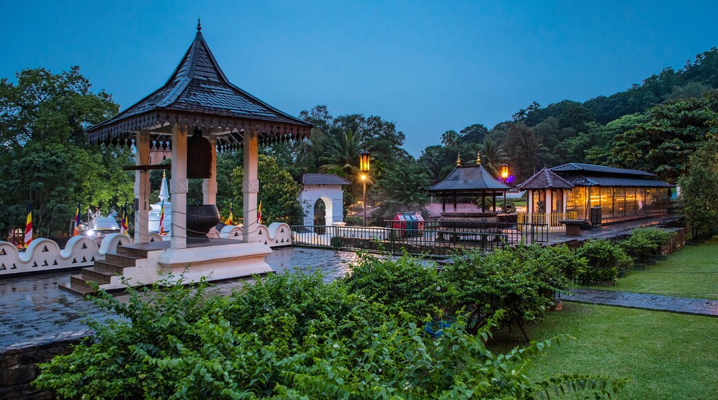 courtyard at the temple of the holy tooth relict in Kandy / Sri Lanka