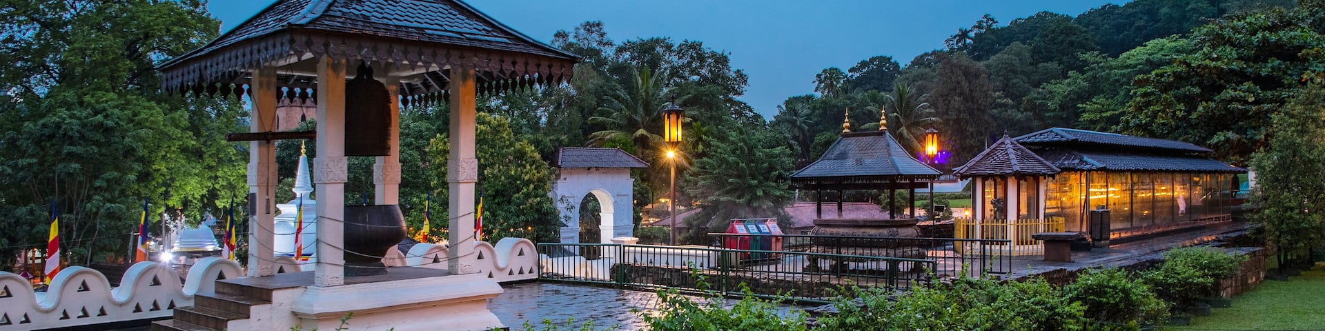 courtyard at the temple of the holy tooth relict in Kandy / Sri Lanka