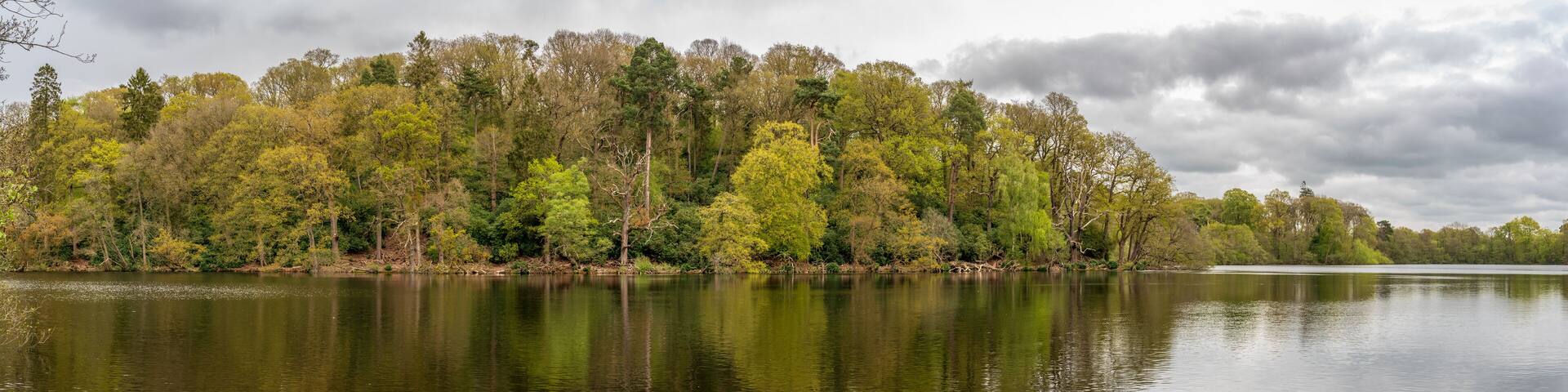 View over Blake Mere towards George's Wood, near Ellesmere, Shropshire, UK