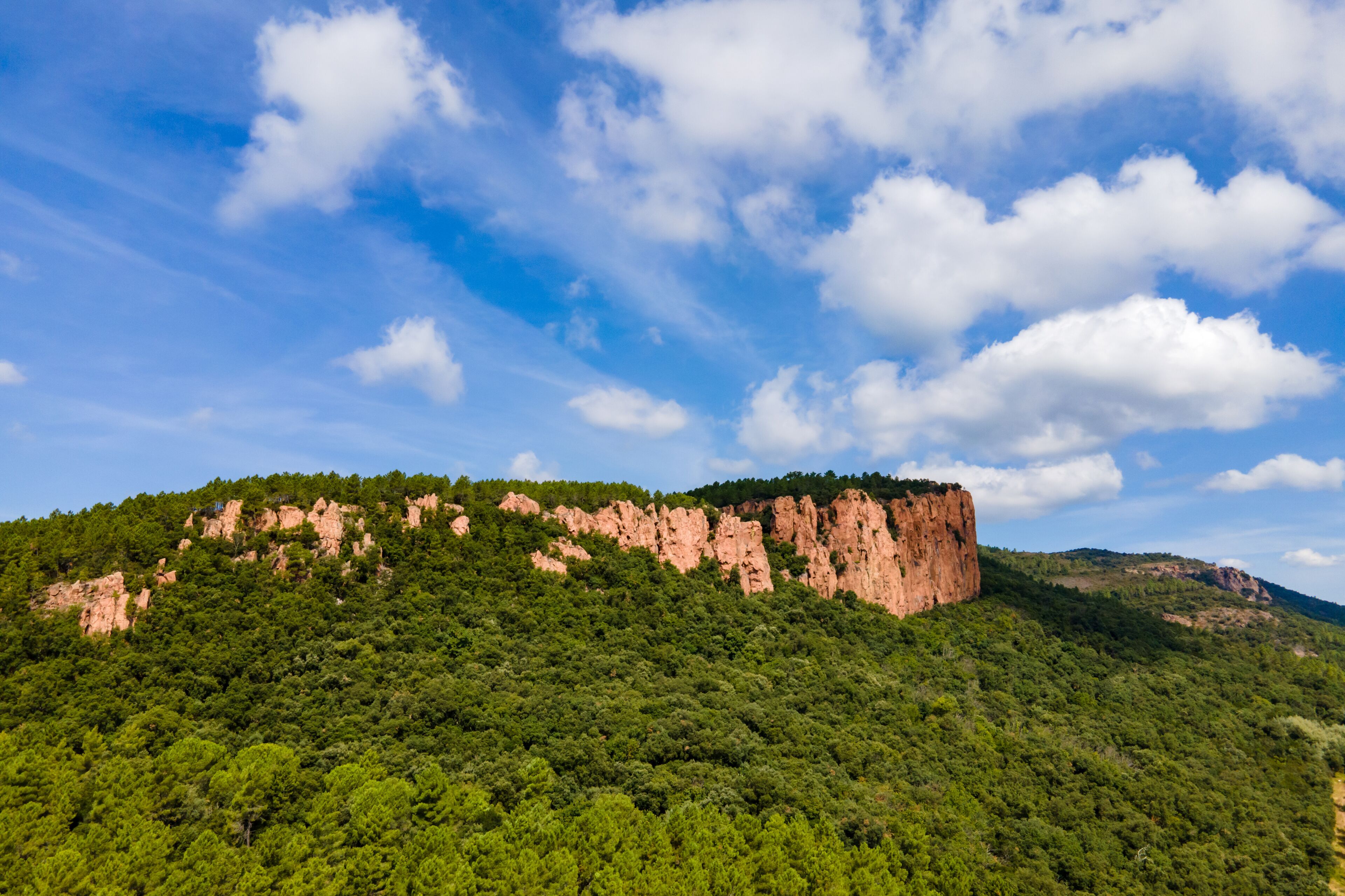 Cliffs over Bagnols-en-Foret, in Massif des Maures, Var, France