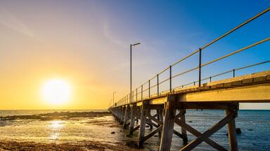 Moonta Bay foreshore with jetty at sunset, Yorke Peninsula, South Australia