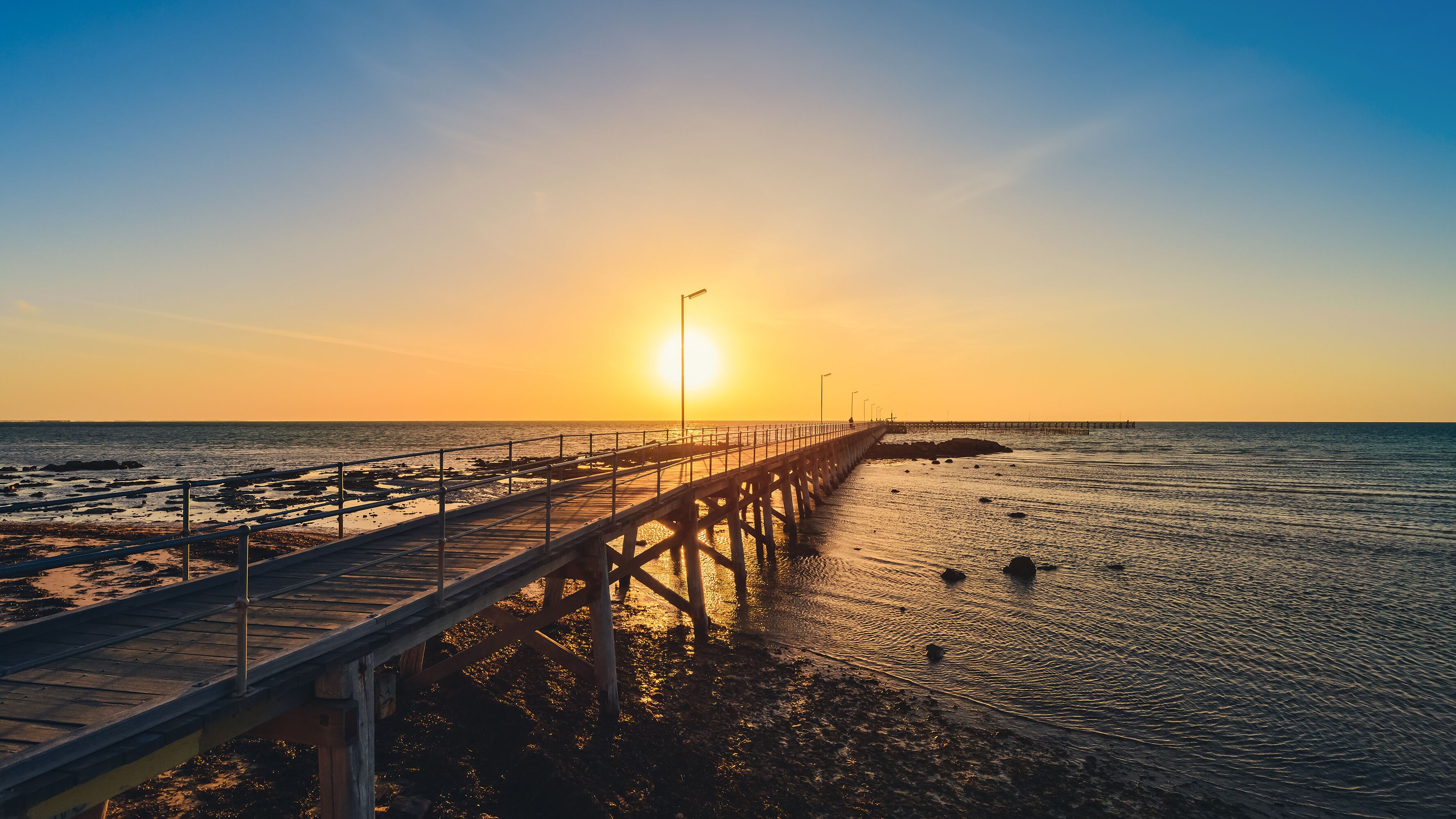 Iconic Moonta Bay jetty at sunset, Yorke Peninsula,  South Australia