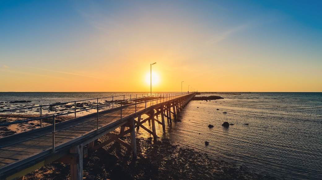 Iconic Moonta Bay jetty at sunset, Yorke Peninsula, South Australia