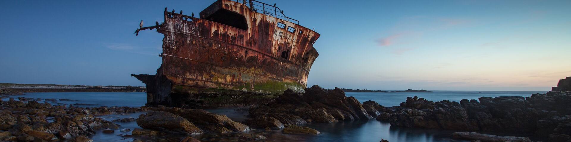 Beautiful landscape photo of the Meisho Maru Shipwreck along the Agulhas Coast at the Southern Most tip of Africa and South Africa
