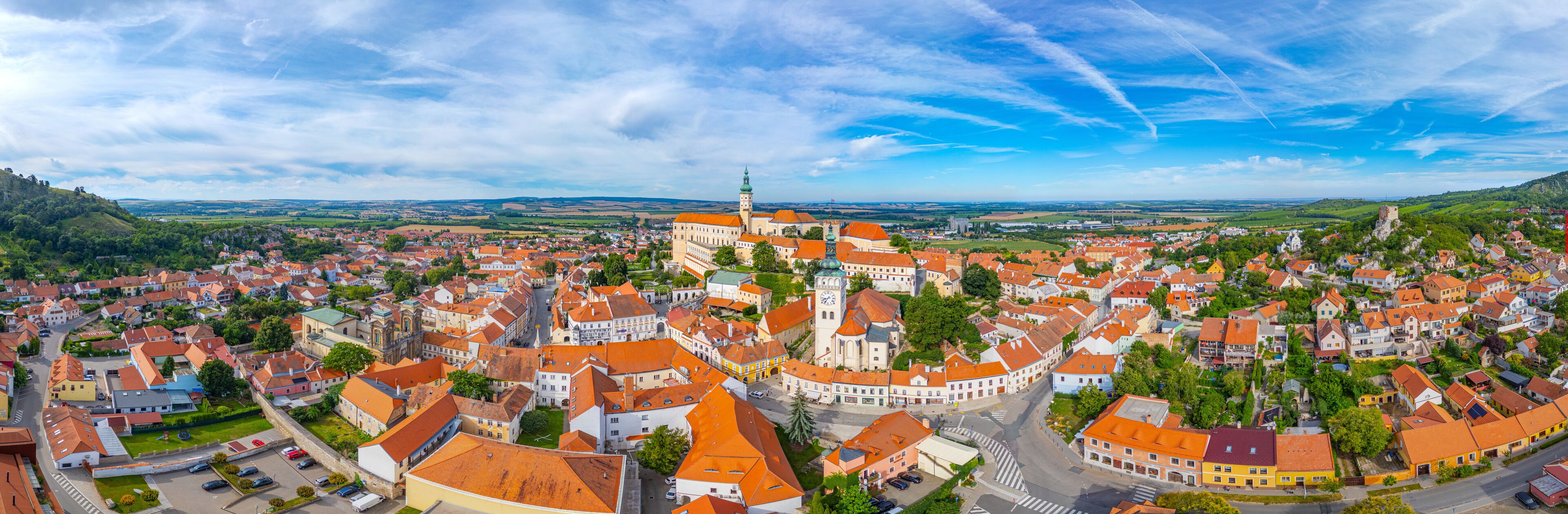 Aerial panorama view of Mikulov, Czech republic
