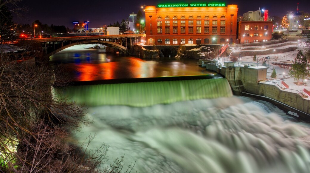 Very cold February night at Spokane Falls.