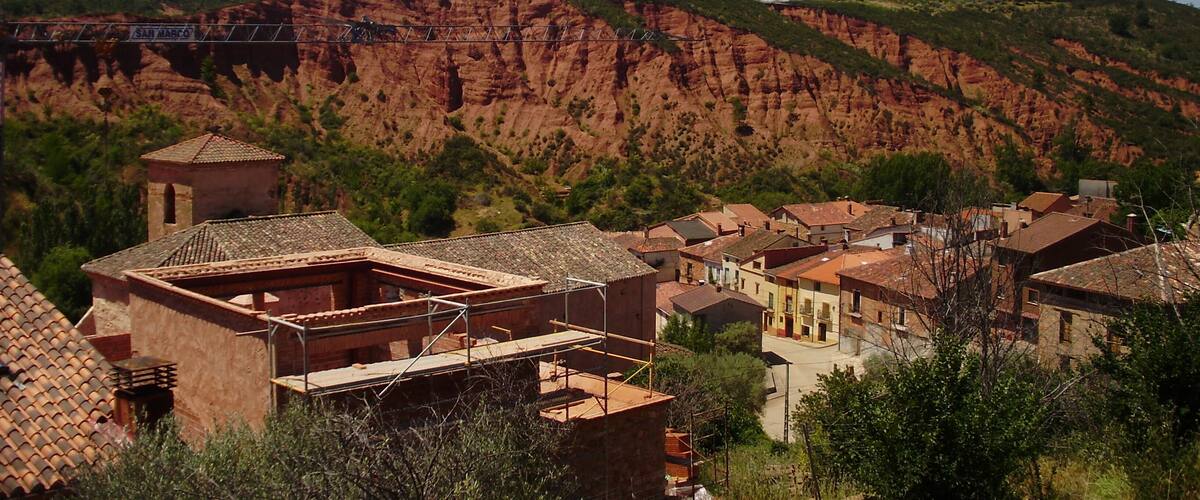 View of the village of Puebla de Valles, Guadalajara, Castile-La Mancha, Spain.