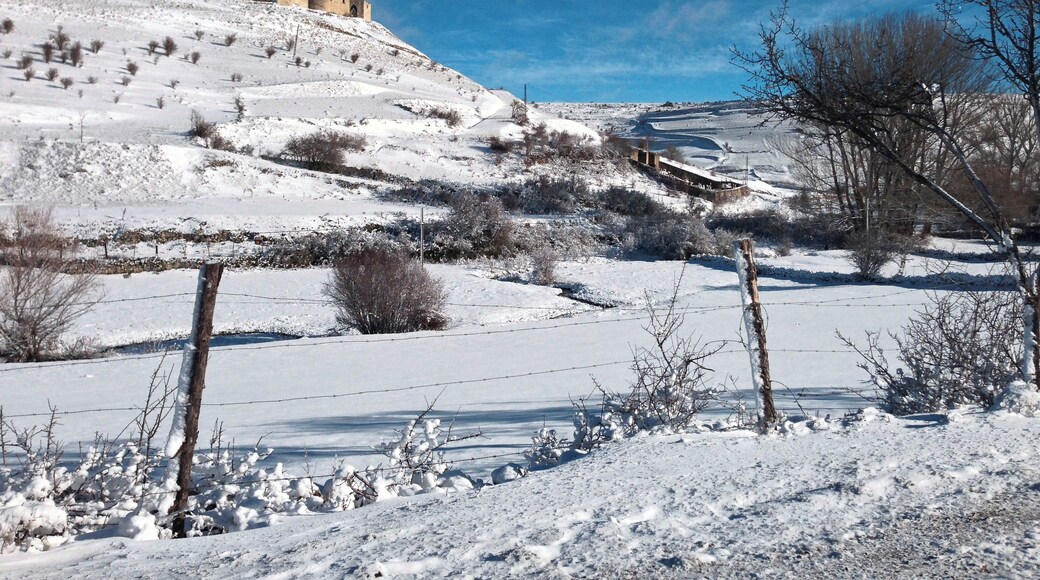 Castle Galve de Sorbe. Winter landscape.