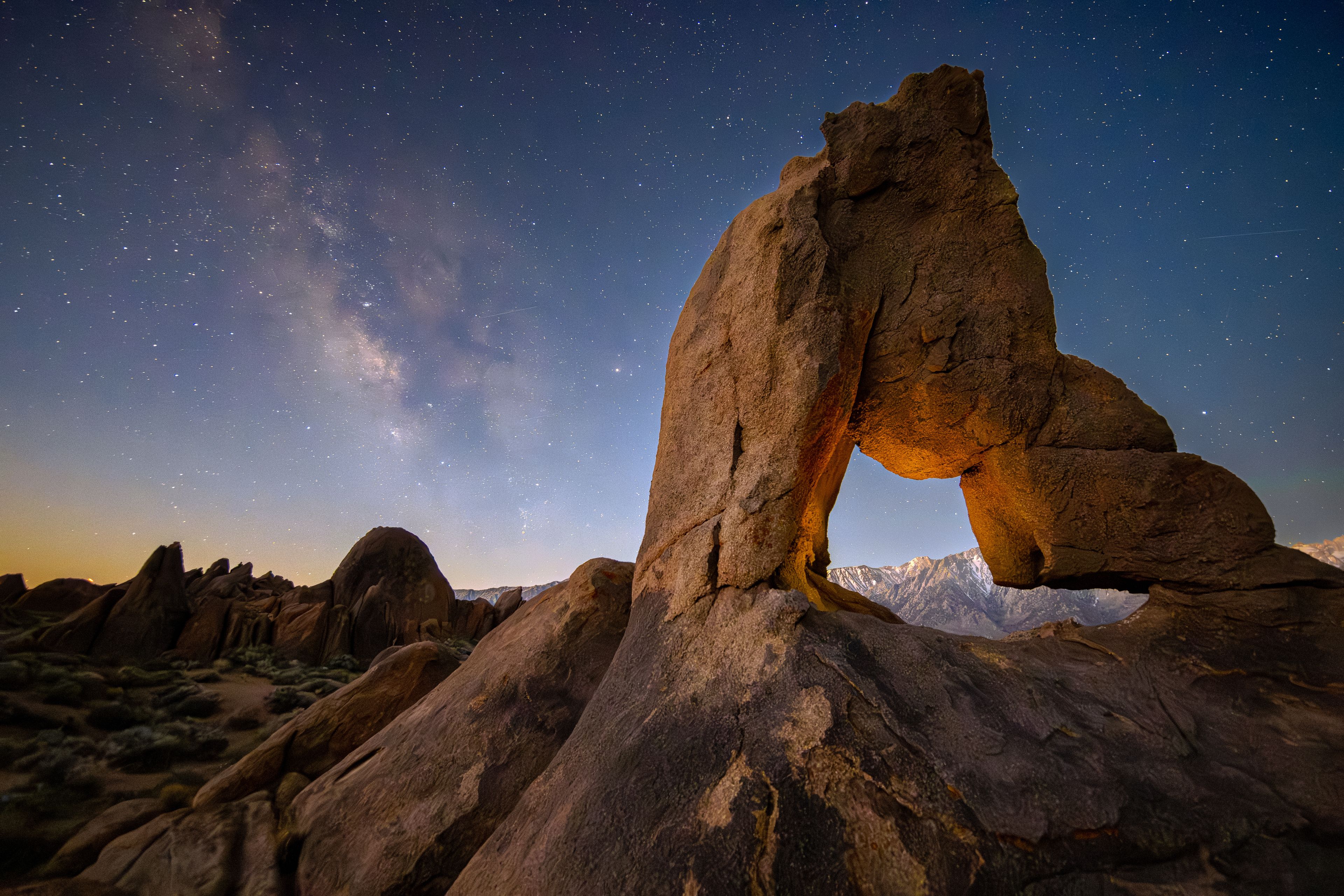 Boot arch and the milky way in the Alabama Hills in the Owens Valley, California