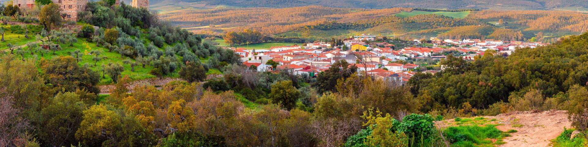 Panoramic view Beltraneja Castle and the Serene Codosera Village
