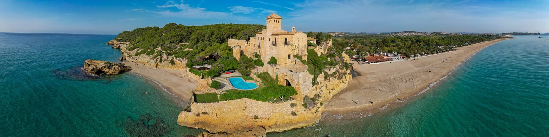 Mediterranean beach castle of Castell de Tamarit on the costa Brava in northern spain
