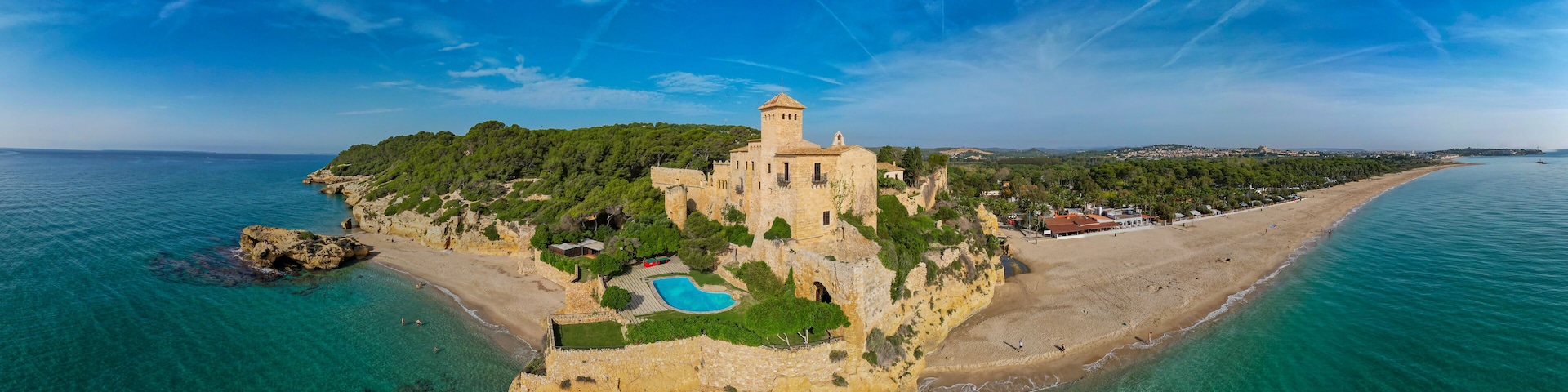 Mediterranean beach castle of Castell de Tamarit on the costa Brava in northern spain