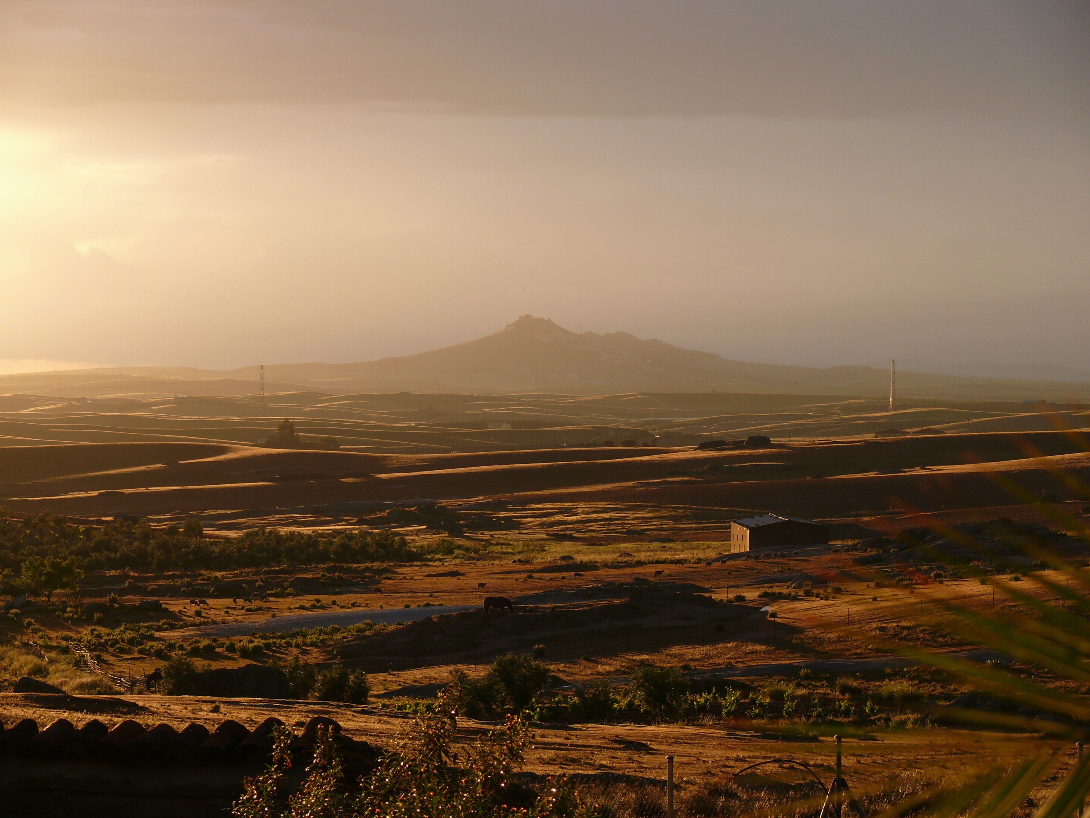 A mountainous landscape with a clear sky.